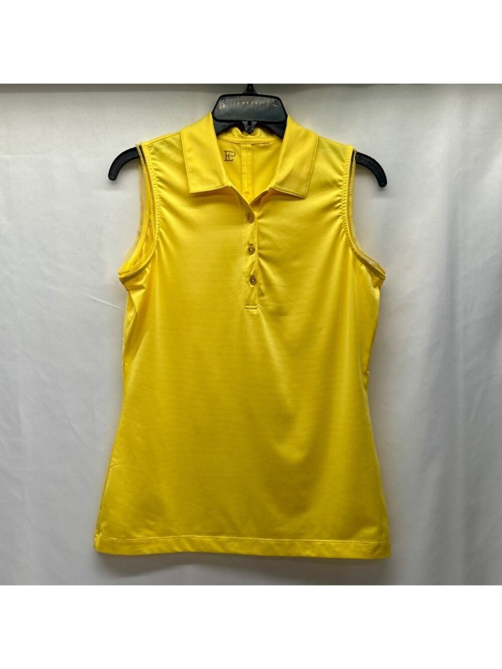 EP Pro Womens Sleeveless Yellow Collared Polo Shirt With Keyhole Back S